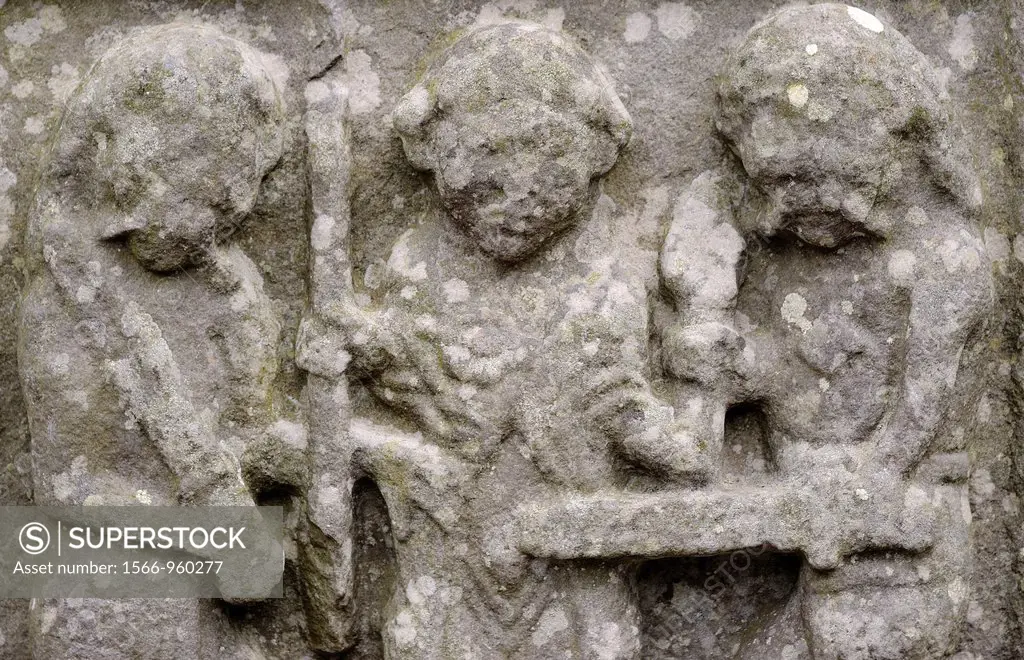 Ireland, County Louth, Monasterboice, Muiredach´s High cross 900-923 AD, The Arrest of Christ Ecce Homo  The 5 5-metre Muiredach´s High Cross is regar...