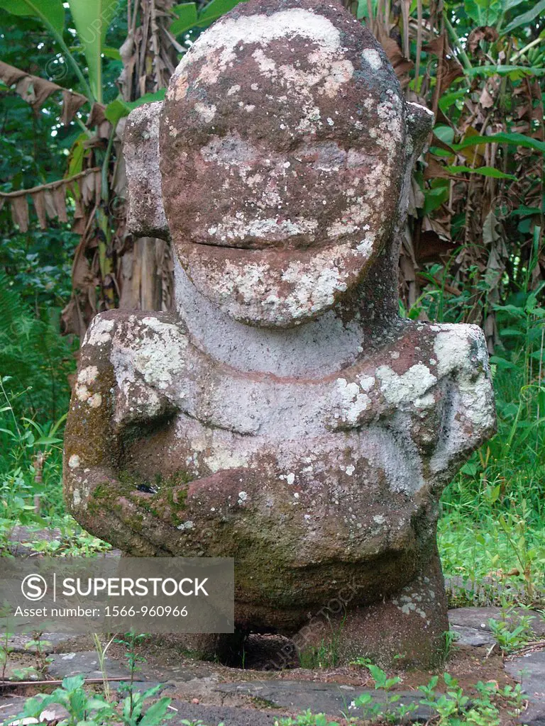 Tiki, said to be a woman, thus unusual, one of the few remaining on Ra´ivavae, Austral Islands, French Polynesia  The others have been moved to the Ga...