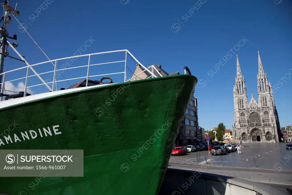 The Amandine, a deep-sea fishing boat converted into a museum, in Ostend, Belgium, Ostend Harbour, Western Flanders, Belgium, Europe