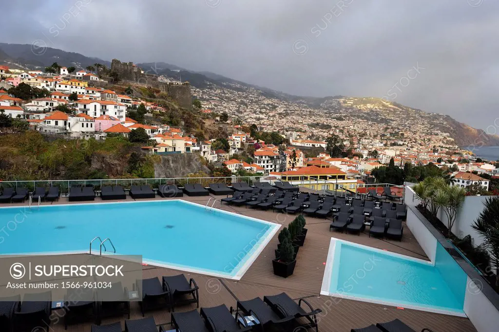 swimming pool of the Four Views Baia hotel, Funchal, Madeira island, Atlantic Ocean, Portugal