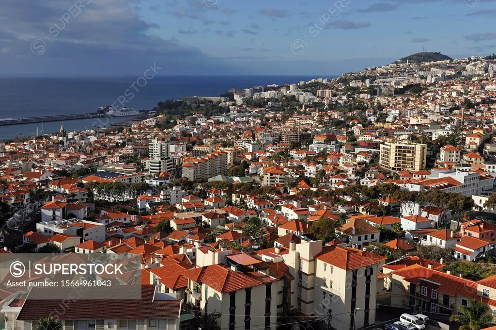aerial view from the aerial tramway, Funchal, Madeira island, Atlantic Ocean, Portugal