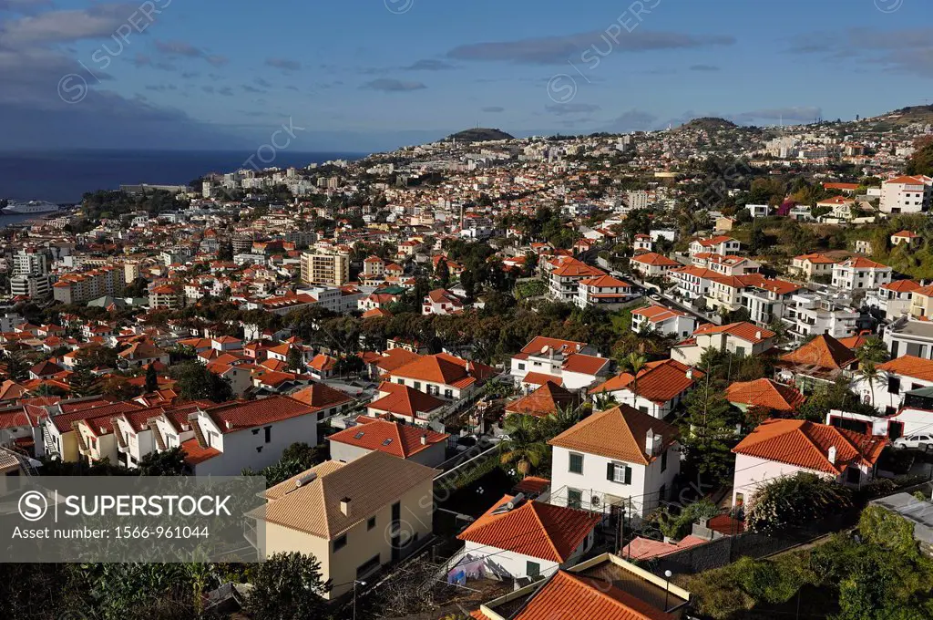 aerial view from the aerial tramway, Funchal, Madeira island, Atlantic Ocean, Portugal