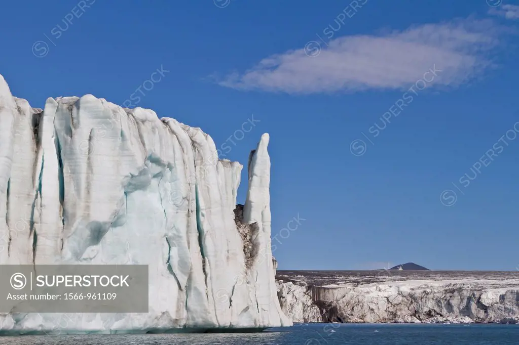 Views of the Vasilievbreen Vasiliev Glacier, in Isbukta Ice Bay near the island of Spitsbergen in the Svalbard Archipelago, Norway