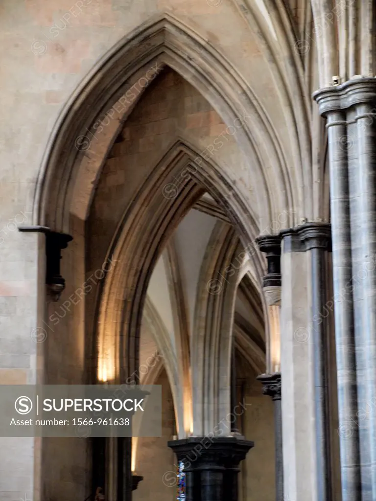 Interior of Temple Church, 12th century church built for the Knights Templar, Temple, London, England, UK.