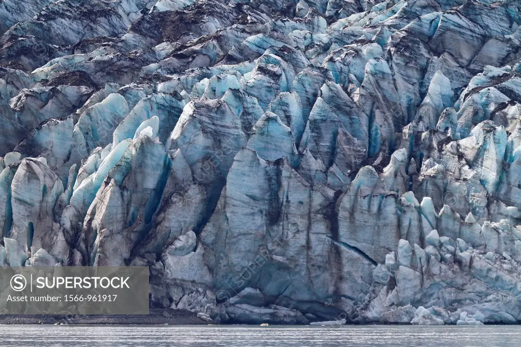 A close up view of Lamplugh Glacier in Glacier Bay National Park and Preserve, Southeast Alaska, USA