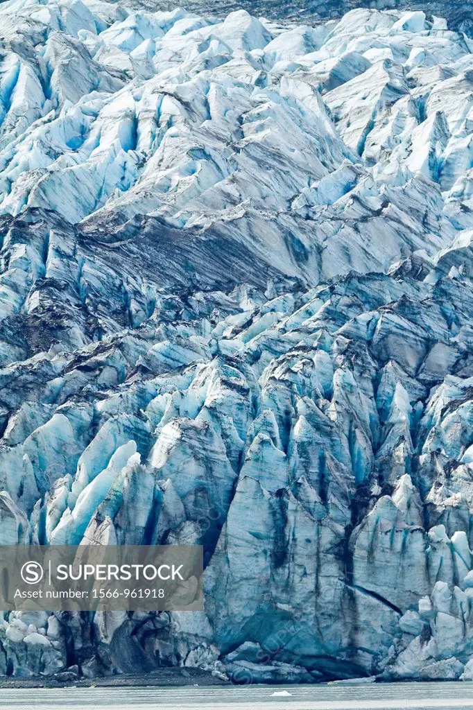 A close up view of Lamplugh Glacier in Glacier Bay National Park and Preserve, Southeast Alaska, USA