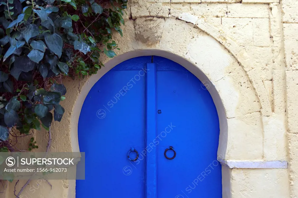 North Africa, Tunisia, Sidi Bou Said. Typical traditional tunisian door. Detail.