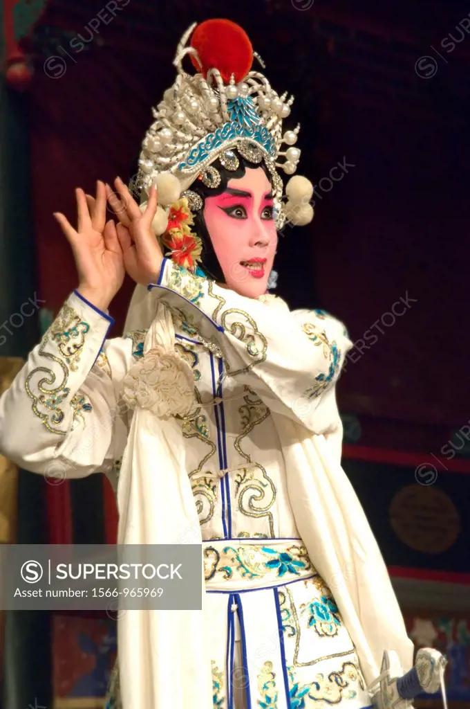 Beijing Opera, Beijing, China, female lead striking a pose