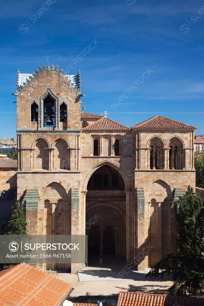 Spain, Castilla y Leon Region, Avila Province, Avila, elevated view of the Basilica de San Vincente