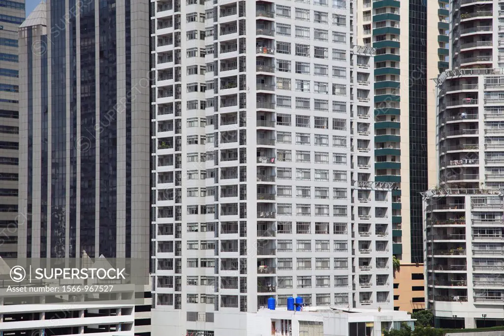 Highrise apartments, Sukhumvit, Bangkok, Thailand, Asia  Sukhumvit is an upscale neighborhood in Bangkok