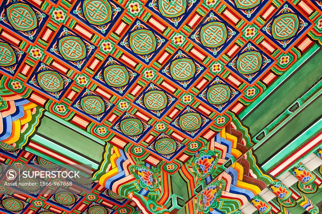 Ceiling detail, Huijeong-dang, Changdeokgung Palace, World Heritage Site, Seoul, South Korea