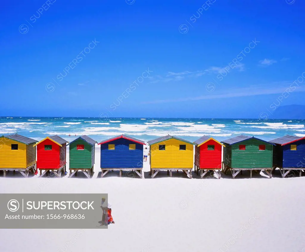 Colourful beach huts, Muizenberg, Cape Peninsula, South Africa