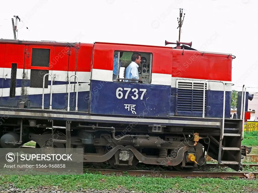 Close-up of a Railway Diesel Engine on Meter gauge track Mhow, Madhyapradesh, India