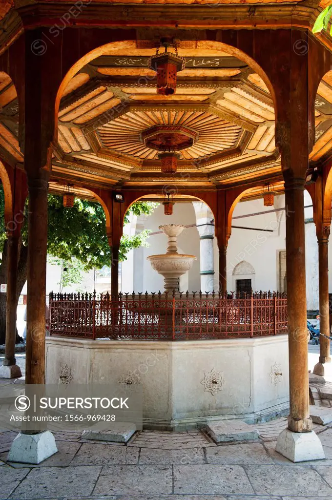 Fountain at Gazi Husrev- Bey Mosque , built in 1537  Sarajevo  Bosnia- Herzegovina  Balkans Europe