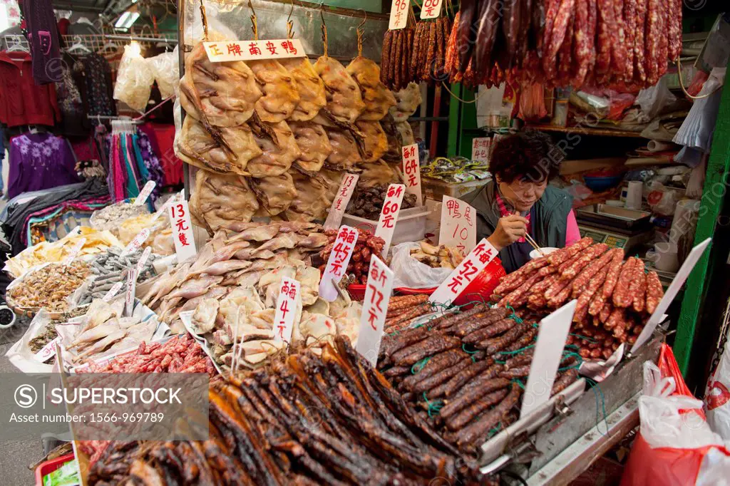 meat market in Hongkong, China