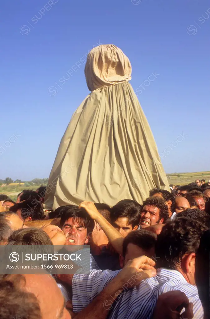 El Rocío Romería pilgrimage,Special procession,once every seven years the virgin of el Rocío travels from El Rocío to Almonte where he spends a few mo...