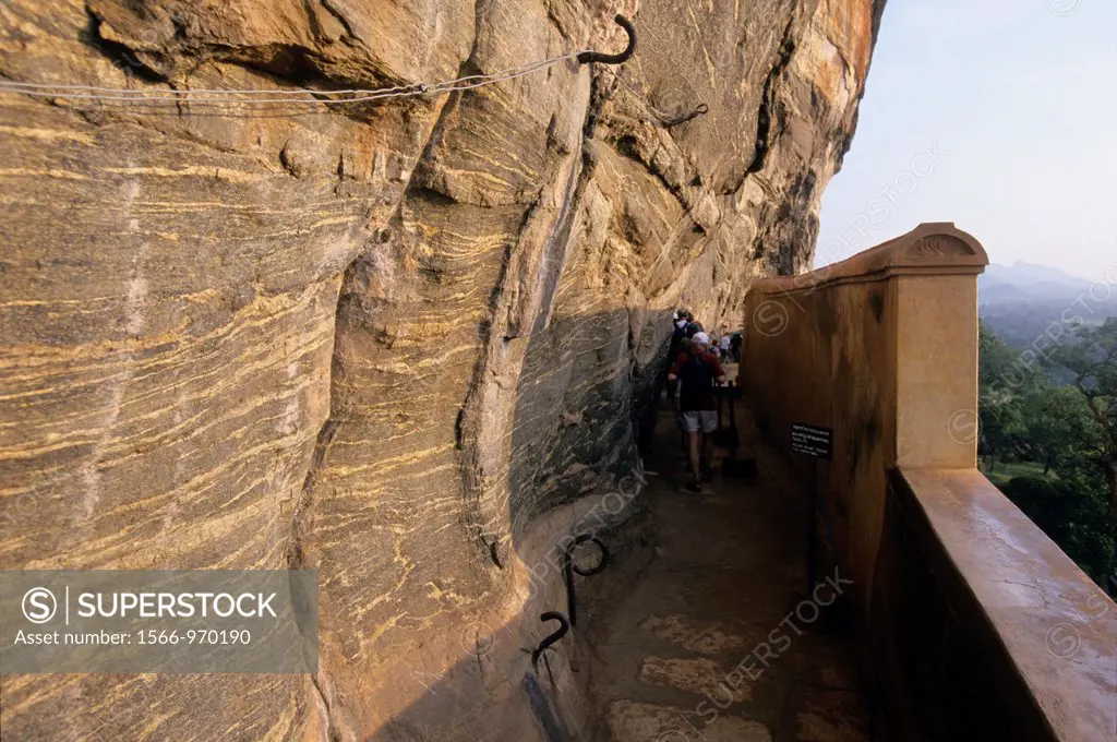 8th century polished wall called Mirror wall, Sigiriya Lion´s rock fortress, Sri Lanka