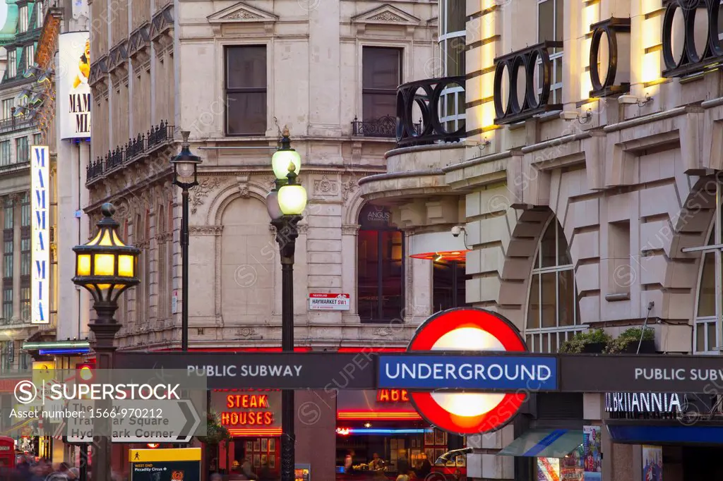 England, London, Piccadilly Circus  Underground Station in Piccadilly Circus located in the London´s West End in the City of Westminster
