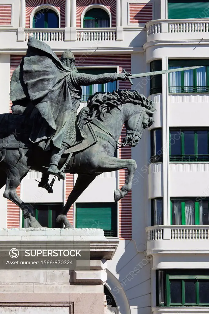 Spain, Castilla y Leon Region, Burgos Province, Burgos, statue of El Cid