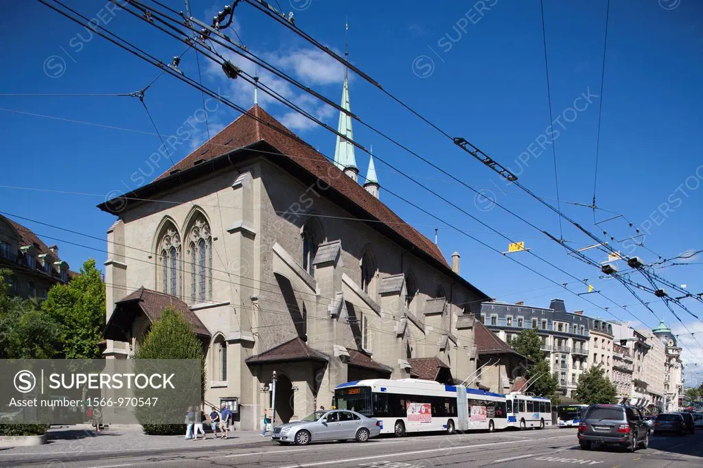 place st francoise and church st francoise, old town, lausanne, switzerland, europe