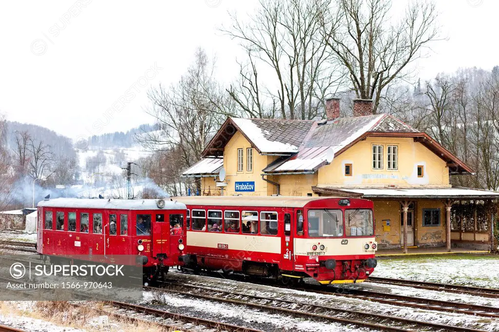 engine carriages at railway station of Hrabacov, Czech Republic