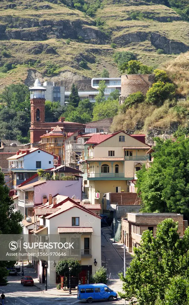 Georgia, Tbilisi, view of the city and Kura Mtkvari river