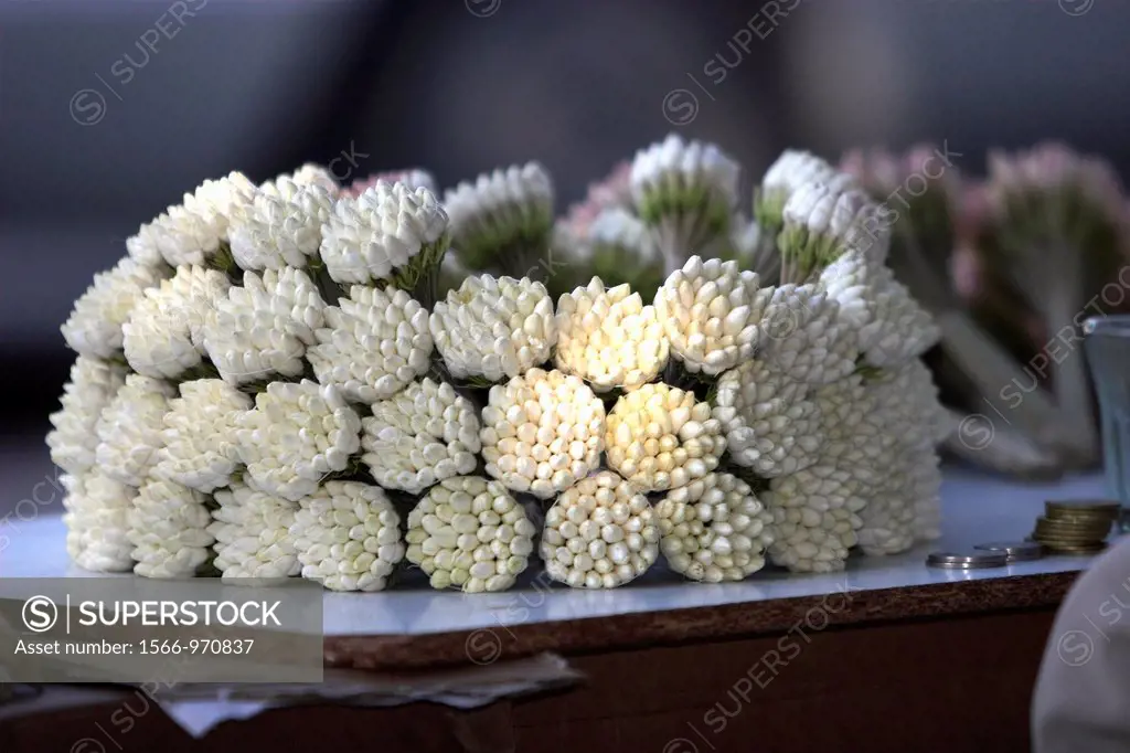 Jasmine stall arrangement outside Sousse Medina Tunisia