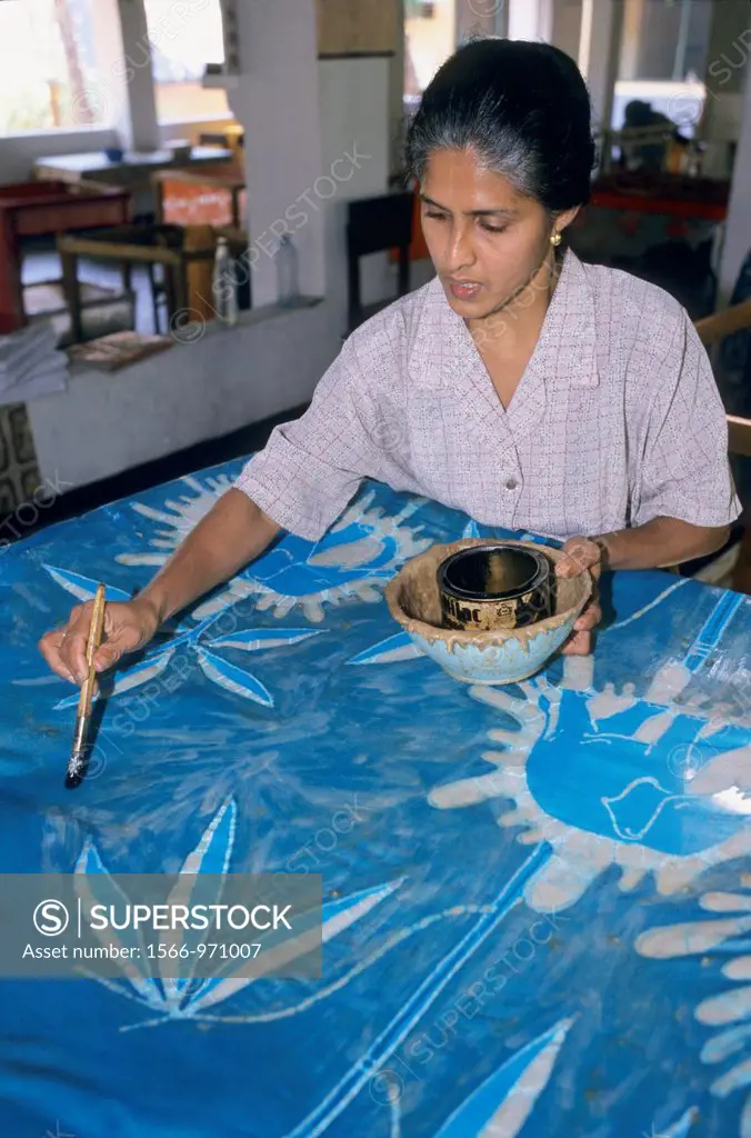 Woman making a traditional batik, Matale, Sri Lanka