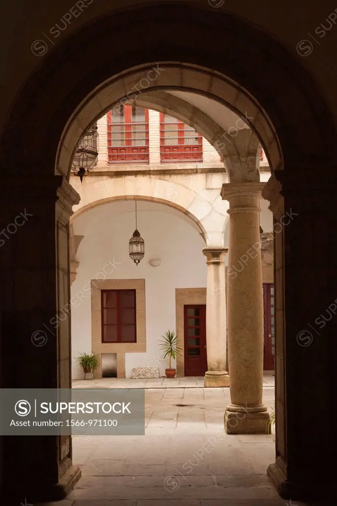 Spain, Extremadura Region, Caceres Province, Caceres, Ciudad Monumental, Old Town, courtyard of the Palacio Toledo-Moctezuma, former residence of the ...
