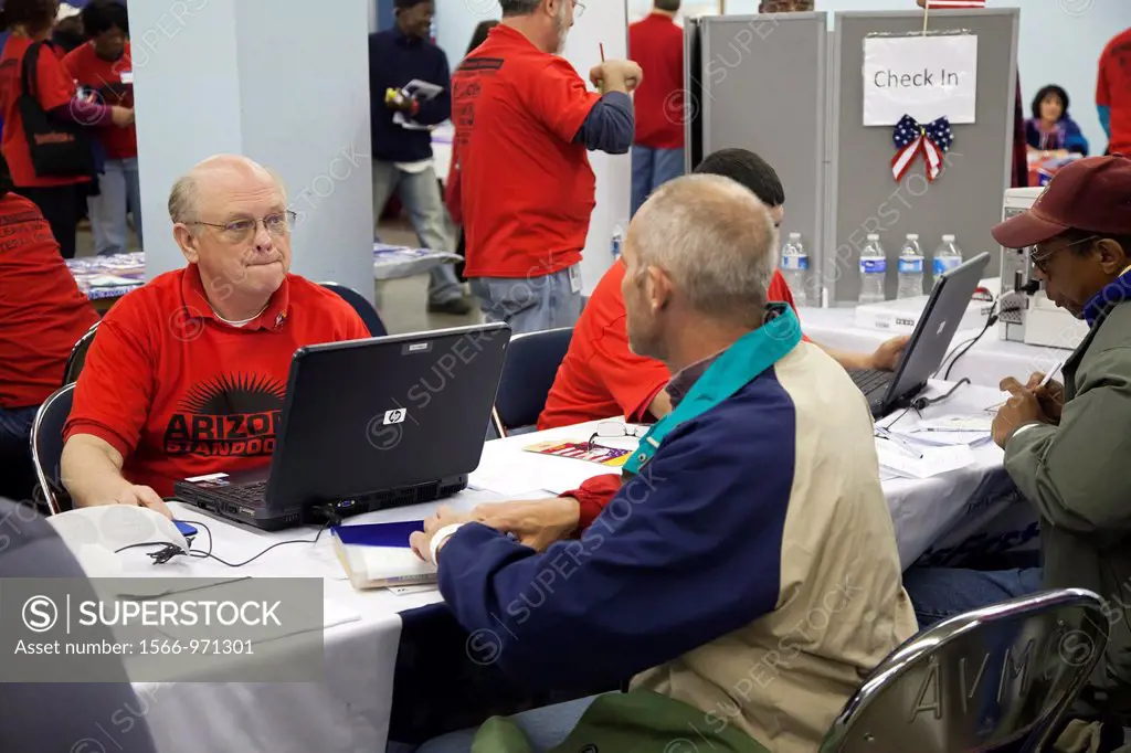 Phoenix, Arizona - Veterans get job-hunting help during the Arizona StandDown for Homeless Veterans  The three-day event provided help with shelter, h...