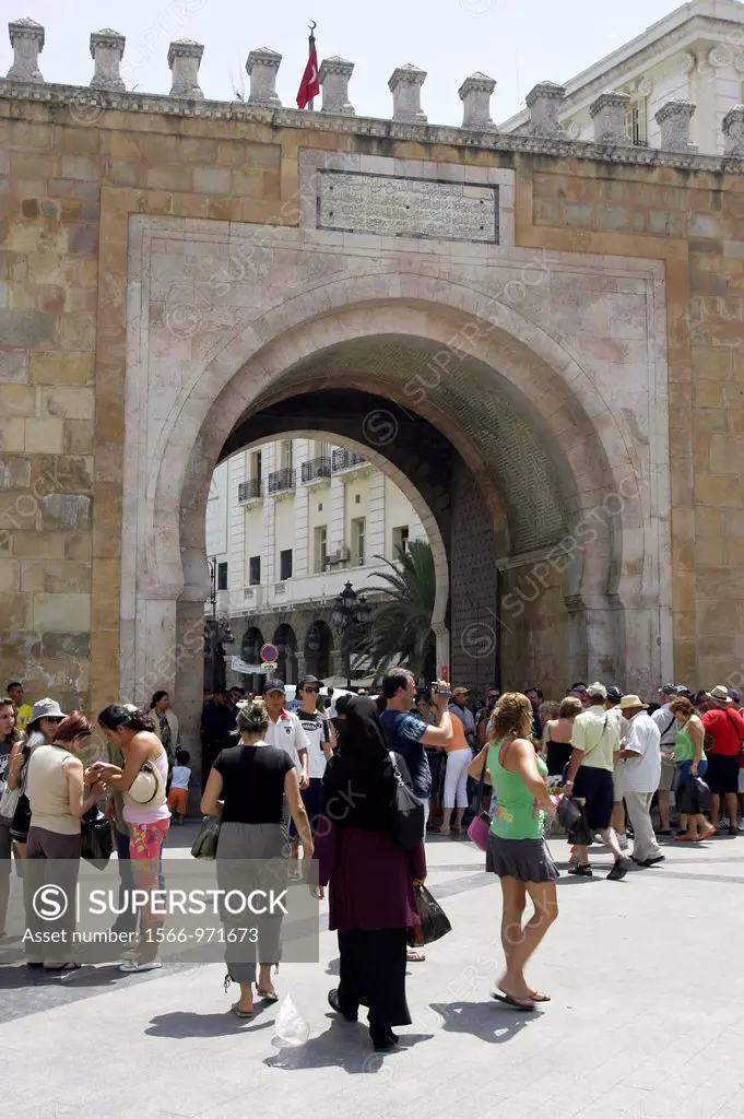 Porte de France arch in Place de la Victoire the Medina Tunis Tunisia