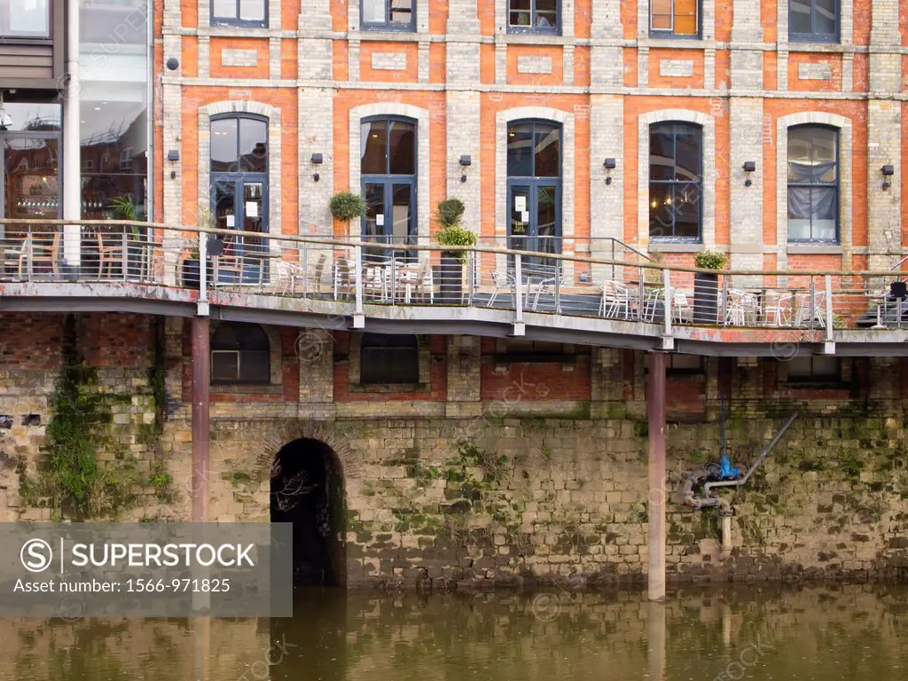 England, North Yorkshire, York City  Cafe and restaurant located in old warehouses on the River Ouse