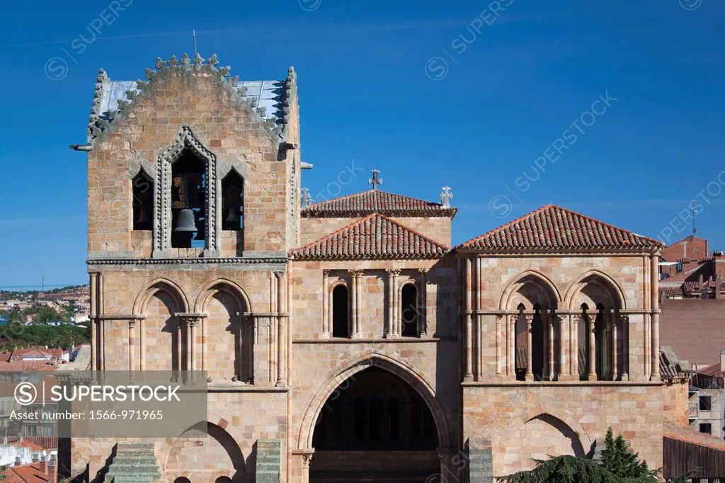 Spain, Castilla y Leon Region, Avila Province, Avila, elevated view of the Basilica de San Vincente