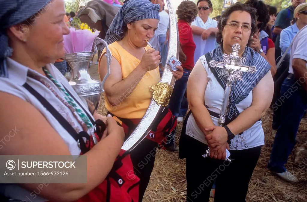 `Camaristas´women who guard the complements of Virgin during the trip procession, El Rocío Romería pilgrimage,Special procession,once every seven year...