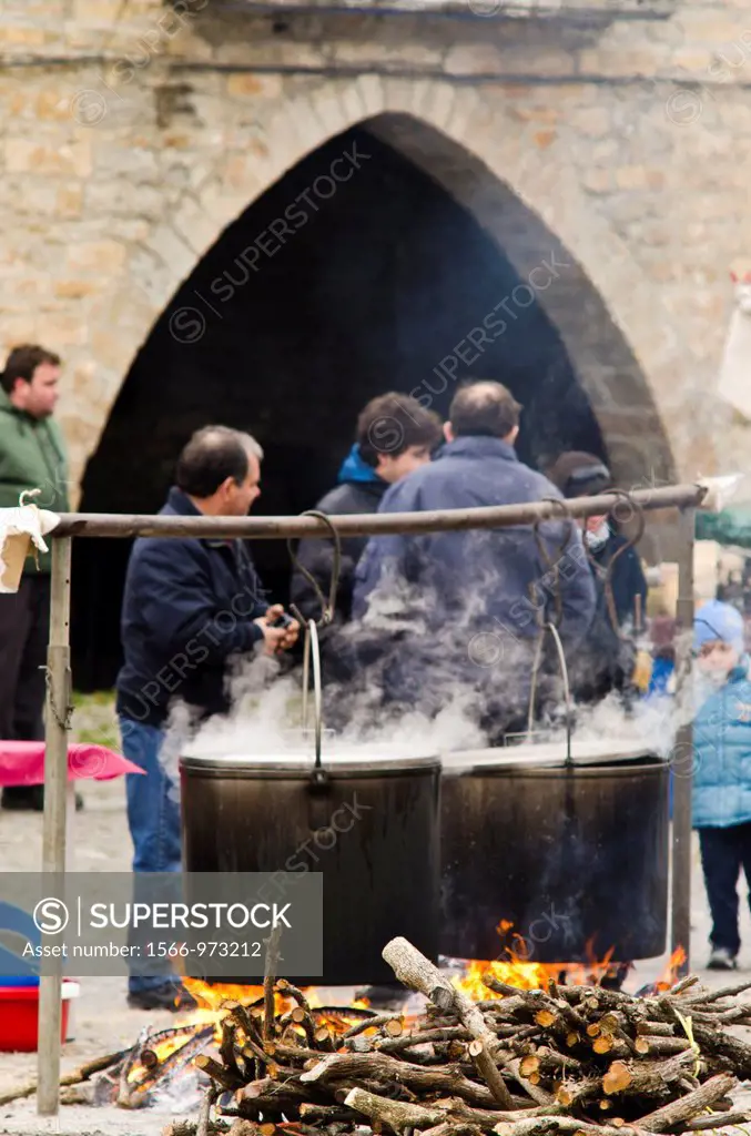 Traditional celebration 1st February sunday in Ainsa, Sobrarbe, Pyrenees  Aragon, Spain