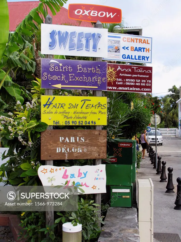 Colourful boutique and shop signs St Barts