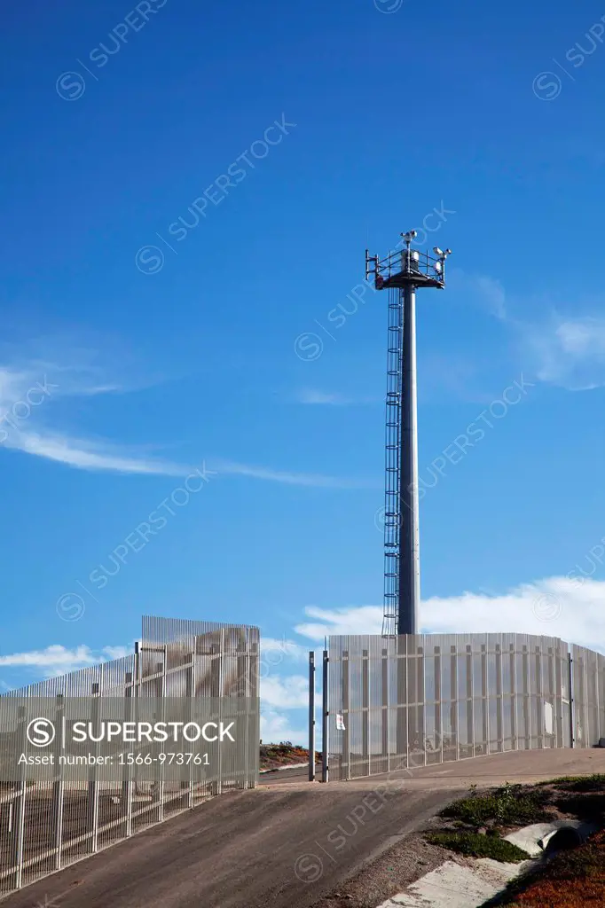 San Ysidro, California - A U S  Border Patrol surveillance tower at the international border between the United States and Mexico