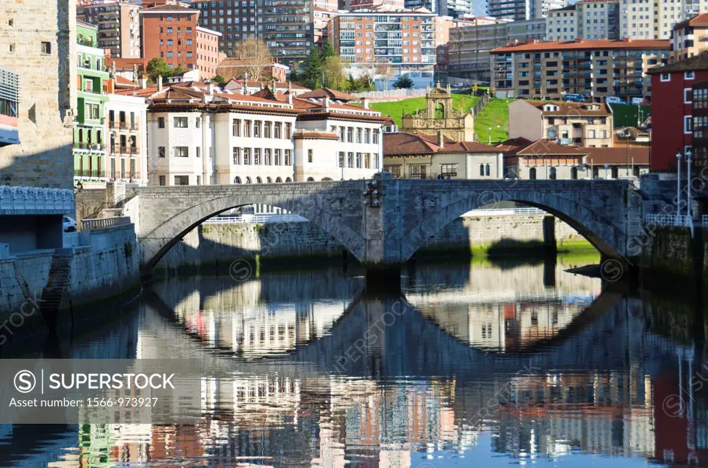 San Miguel bridge at Bilbao ria  Basque Country, Spain