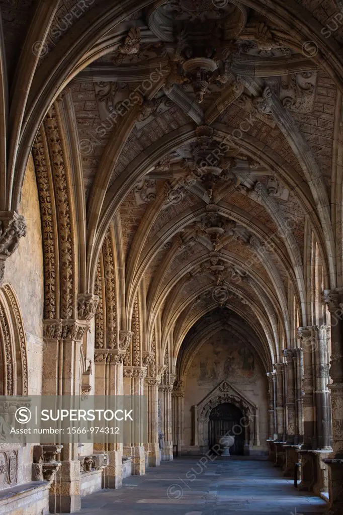 Spain, Castilla y Leon Region, Leon Province, Leon, Catedral de Leon, cathedral, detail of the cloisters