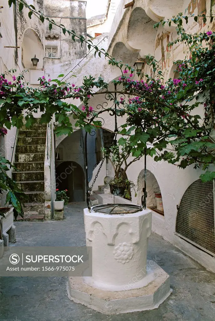 Sperlonga, Latina, Latium, Italy  A characteristic courtyard with a well head