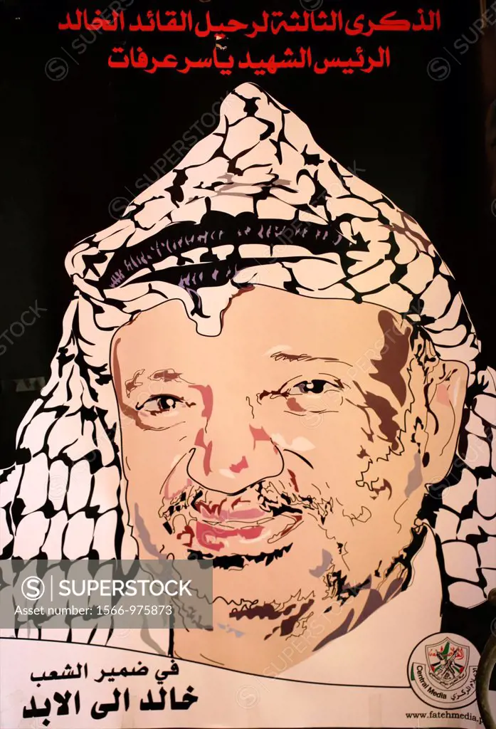 A poster of Yasser Arafat at a market in the old city of Jerusalem