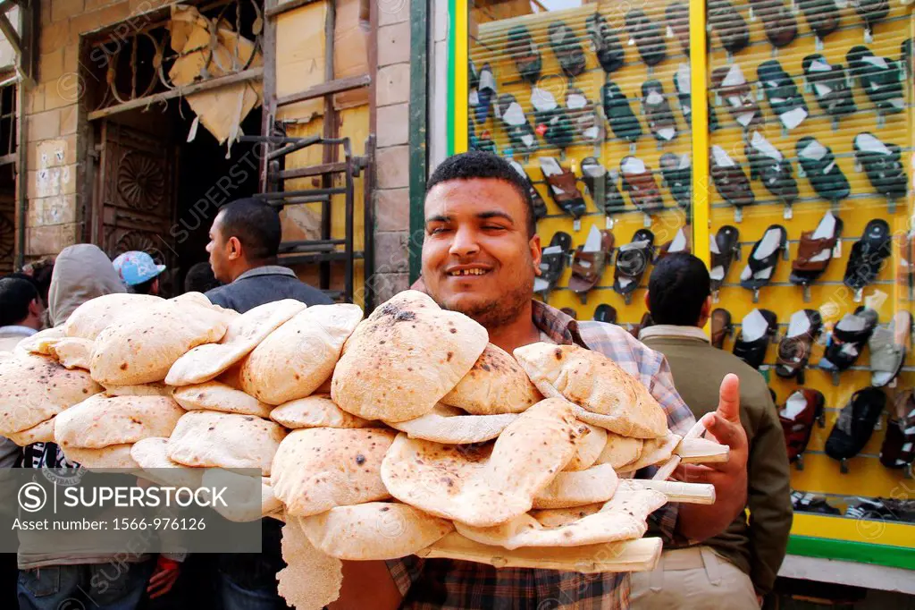 Fresh baked pita bread , egyptian