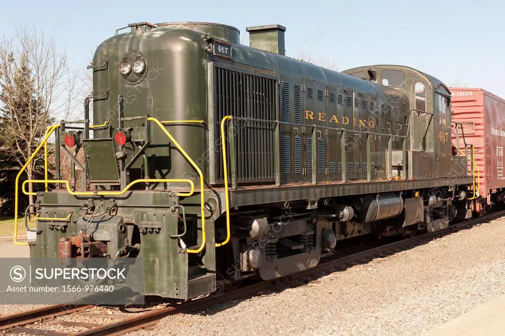 ALCO RS-3 diesel switcher in Reading livery at the Steamtown National Historic Site in Scranton, Pennsylvania, USA