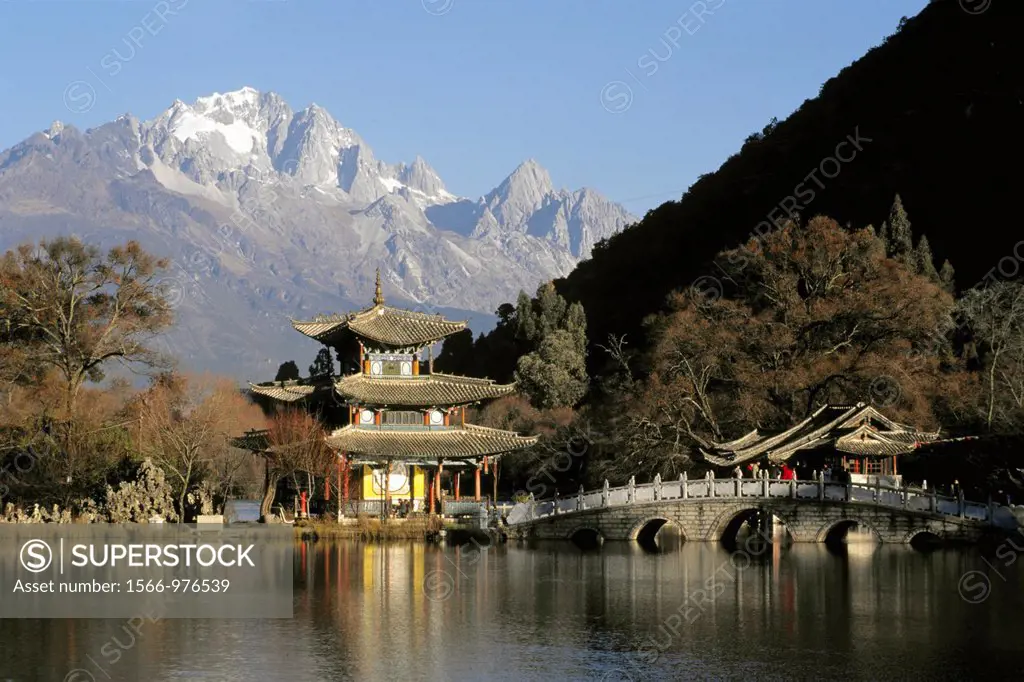 China, Yunnan Province, Lijiang, Black Dragon Pool, Jade Dragon Snow Mountain