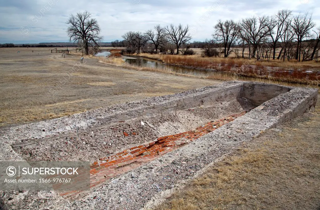 Fort Laramie, Wyoming - The ruins of the general sink, or latrine, at Fort Laramie National Historic Site  Sewage from the latrine drained into the La...