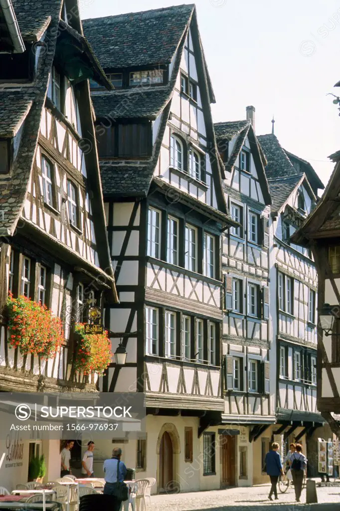 France, Alsace, Strasbourg, Petite France, typical street scene