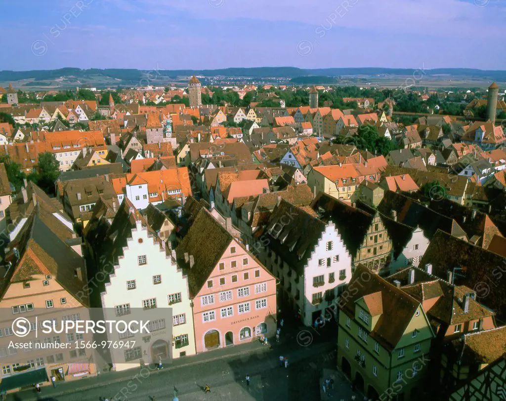 Germany, Bavaria, Rothenburg ob der Tauber, aerial view