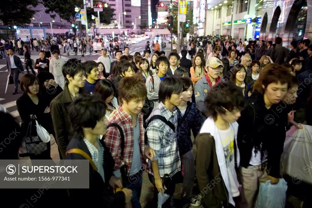 Japanese people coming home from a long day work in Tokyo, Japan