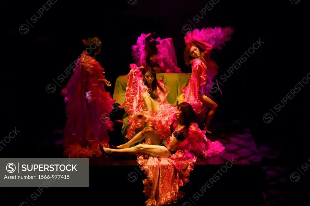 Transexuals are peforming shows in a small private theatre in Topongi district, Tokyo, Japan All of the actors are men who are physically transformed ...