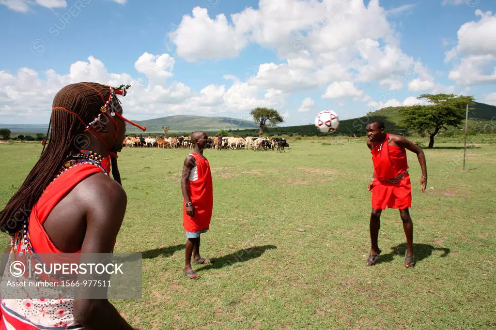 Football is opne of the most popular activities among the Massai tribe in south kenya Whenever their cows are brought in the village, the boys play fo...
